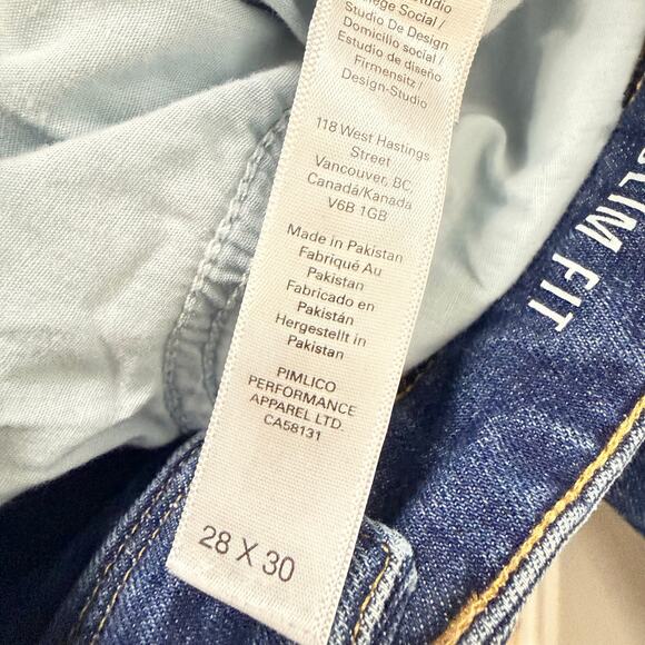 DU/ER L2X Performance Denim Mid Rise Straight Jeans Slim Fit Blue Size 28 x 30 - Picture 10 of 15